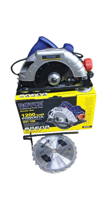 Royce 1200W Circular Saw – Powerful Electric Wood Cutting Machine, High-speed rotating blade for smooth and precise wood cuts, Adjustable cutting depth and angle for versatile applications.