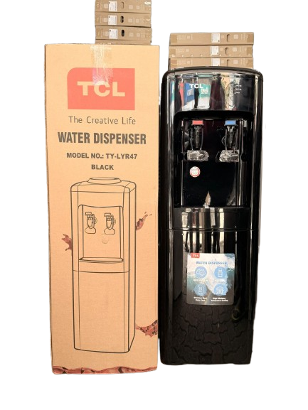 TCL R47 Water Dispenser – Hot, Cold & Normal Water with Child Safety Lock, Durable stainless steel water tank for hygiene and long life, Child safety lock on hot water button for added protection.