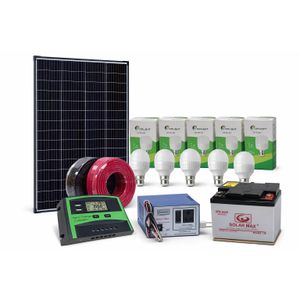 Sunnypex 100W Solar Panel Fullkit + 80AH Solar Battery + 150W Solar Inverter + 10AH Solar Charge Controller + 5 DC Bulbs + 10M Cable : 25 Years Warranty