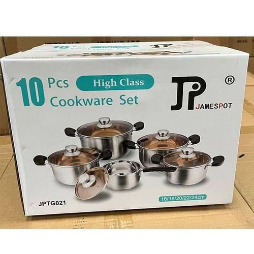 Jamespot 10pcs Heavy Duty Induction Cookware Set Sufurias, Cooking Pots With Glass Lids