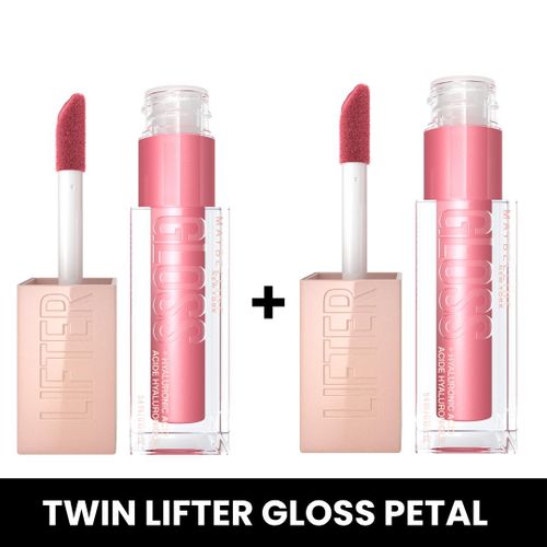 Maybelline Twin Pack Hydrating Lifter Gloss Petal Shade 005- With Hyaluronic Acid for Hydrated, Fuller, Lifted Lips, 5.4ml