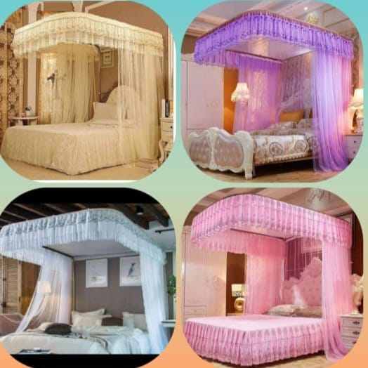 MOSQUITO NET. 2 stand net rail mosquito net, experience comfort with this net.it has metallic stands for easy support. The net also make your bedroom look pretty, unique and organised.
