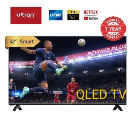 Vitron 32 Inch QLED TV Frameless Smart TV HD Netflix Bluetooth TV HTC3288QS Youtube Television DVB-T2 Android 11 AC Energy Saving Television 1G+8G