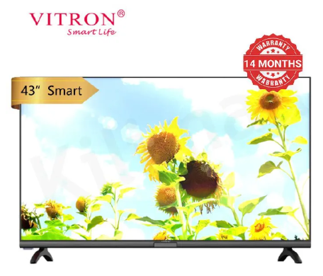 Vitron 43 inch QLED Smart TV HTC4300QFS Android Bluetooth Television Full HD Frameless TV with Netflix Youtube Television 1G+8G