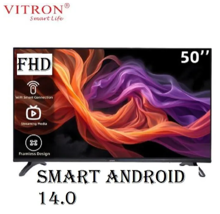 Vitron 50" Inch TV HTC5008FS Frameless 2K FULL HD Android Smart TELEVISION Bluetooth Netflix Youtube1.5G+8G USB/SD WIFI ENABLED Television ICAST SCREEN