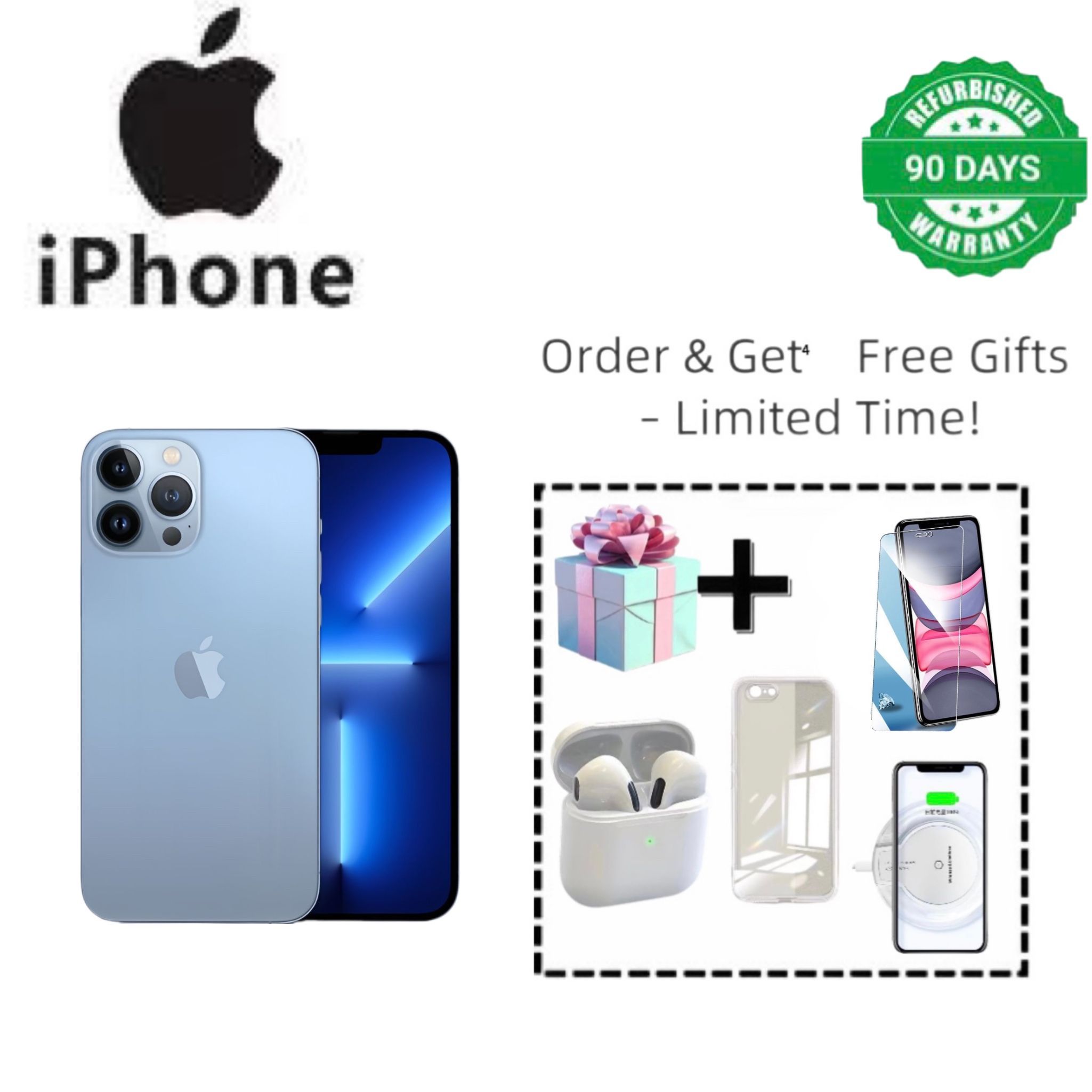 Refurbished Apple iPhone 11 pro  A13 Bionic Chip    Smartphone, 4GB RAM + 64GB/128GB/256GB Storage, Face ID, Dual SIM, 2G/3G/4G/LTE Compatible, 12MP + 12MP Rear Cameras with Facial Recognition Unlock