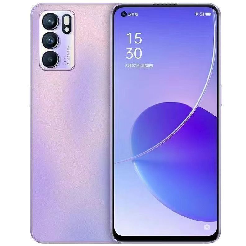Refurbished Phone OPPO Reno6 5g Network 6.43 inches 64MP+32MP 4300mAh Dual SIM Smartphone （12 + 4GB  RAM ）128G/256G Facial Recognition Unlock