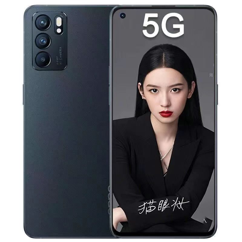 Refurbished Phone OPPO Reno6 5g Network 6.43 inches 64MP+32MP 4300mAh Dual SIM Smartphone （12 + 4GB  RAM ）128G/256G Facial Recognition Unlock