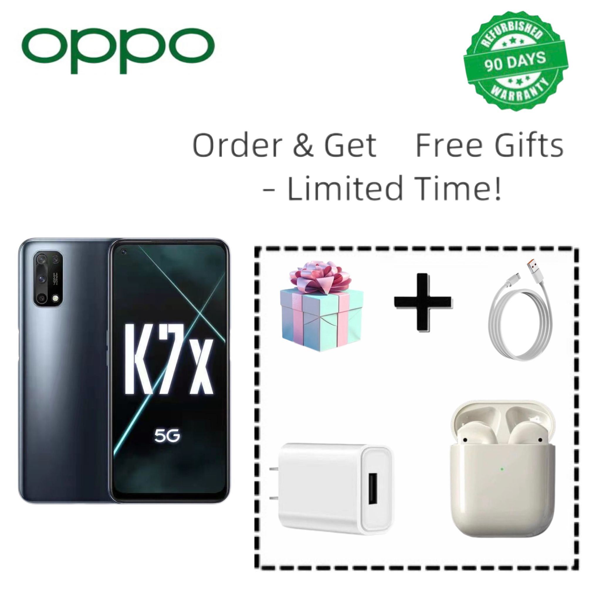 Refurbished oppo k7x rear camera: 48 million pixels Main camera front camera: 16 million pixels support side fingerprint recognition facial recognition