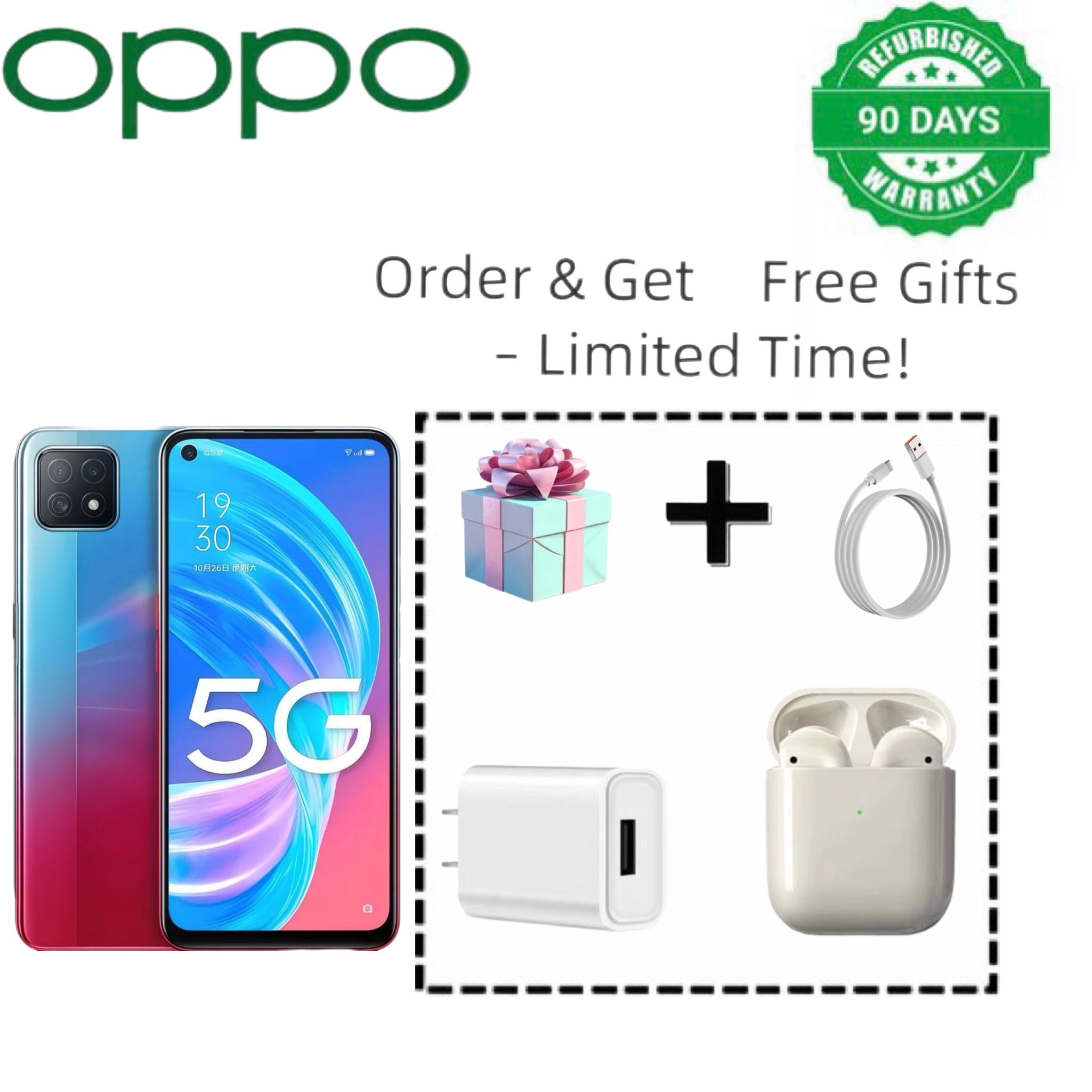 Refurbished OPPO A53 is a 5G mobile phone released in December 2020. Biometric Identification: Side fingerprint recognition + Face recognition Rear Triple Camera: 16MP main camera Typical 4040mAh