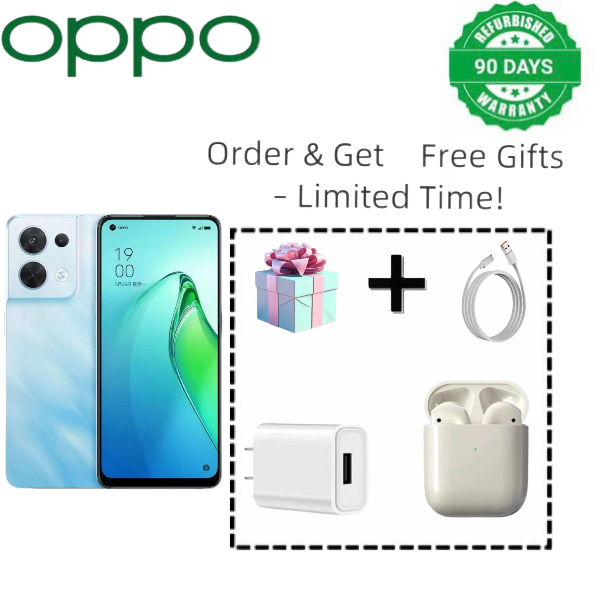 RefurbishedOPPO Reno8, a 5G smartphone released in 2022, is equipped with Dimensity 1300 processor, featuring a slim and lightweight design and outstanding portrait photography. For biometric identifi