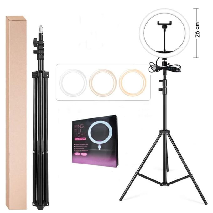 10 Inch LED Ring Light With Tripod Stand & Phone Holder – USB Powered Selfie Ringlight For TikTok, YouTube & Makeup