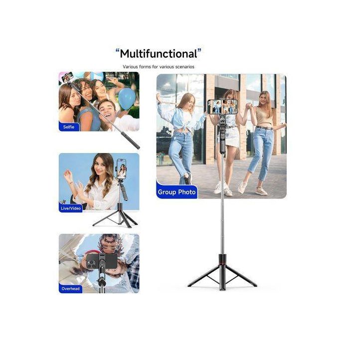 F16 Extendable Selfie Stick Tripod with Bluetooth Remote – 170cm, 360° Rotation, Phone & Camera Stand