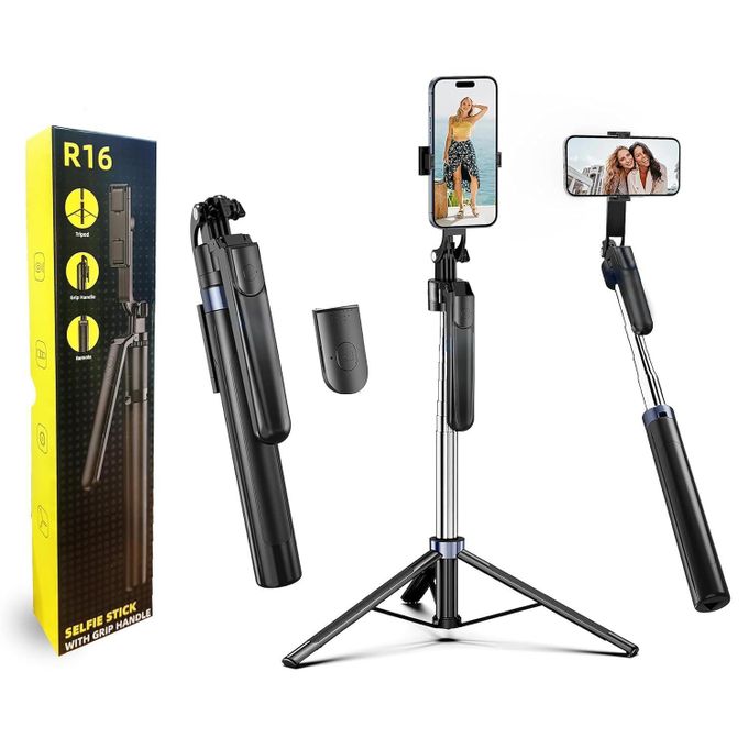 R16 Selfie Stick Tripod with Bluetooth Remote – Extendable, 360° Rotation, Phone & Camera Stand