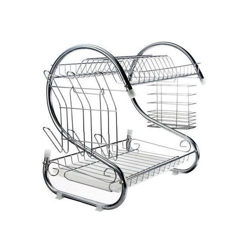 2-Layer Stainless Steel Dish Rack – Durable & Spacious, Two-tier design maximizes kitchen storage space, Drip tray included to keep countertops dry.