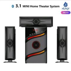 Nunix NU-V1 Home Theatre Speaker System – Deep Bass Multimedia Sound System with Bluetooth, USB & FM, Upgrade your sound experience today! Order now and enjoy powerful, cinema-quality audio at home!