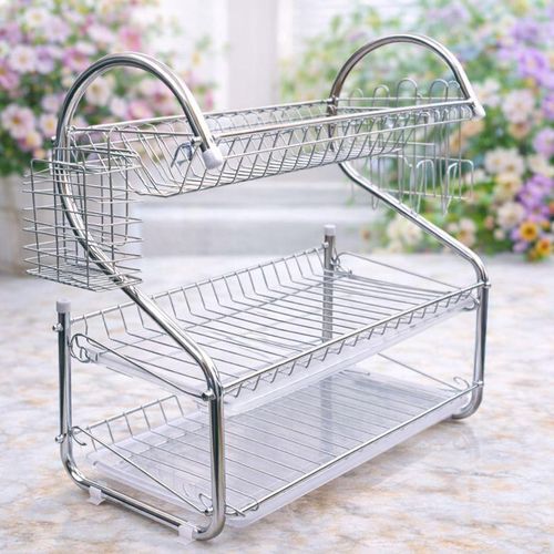 3 Tier Stainless Steel Dish Rack – Large Capacity Kitchen Organizer with Drain Tray & Utensil Holders, Make your kitchen smarter and more organized today! Order now and enjoy hassle-free dish drying !