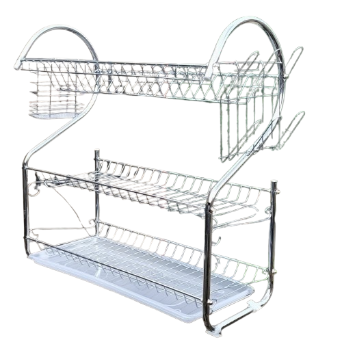 3 Tier Stainless Steel Dish Rack – Large Capacity Kitchen Organizer with Drain Tray & Utensil Holders, Make your kitchen smarter and more organized today! Order now and enjoy hassle-free dish drying !