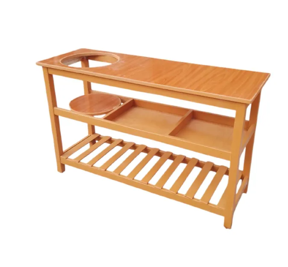 Modern strong and classic kitchen table,Wooden strong Kitchen table with racks. suitable for 6KG cooking Meko.as picture