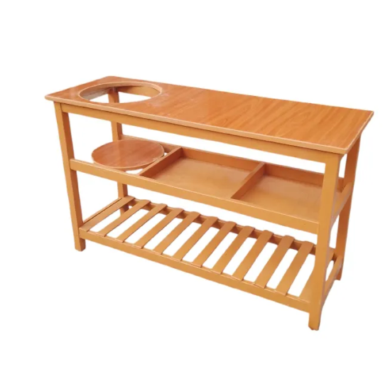 Modern strong and classic kitchen table,Wooden strong Kitchen table with racks. suitable for 6KG cooking Meko.as picture
