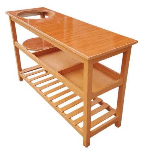 Modern strong and classic kitchen table,Wooden strong Kitchen table with racks. suitable for 6KG cooking Meko.as picture