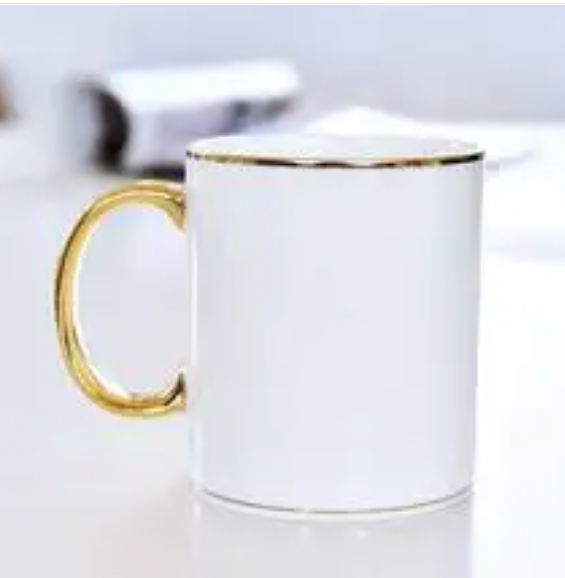 Set of 6 Ceramic Mugs with Gold Rim & Handle – Elegant Coffee & Tea Cups, Premium Porcelain, Microwave Safe (Handle Only), Ideal Gift Set for Home and Office