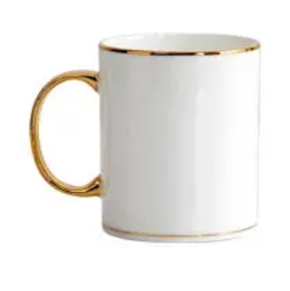 Set of 6 Ceramic Mugs with Gold Rim & Handle – Elegant Coffee & Tea Cups, Premium Porcelain, Microwave Safe (Handle Only), Ideal Gift Set for Home and Office