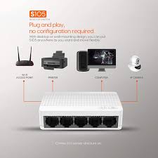 Tenda 5-Port Ethernet Switch – 10/100Mbps Desktop Network Switch | Plug & Play LAN Splitter with 5 Auto-Negotiation RJ45 Ports for Router, PC, CCTV, Printer & Office Network