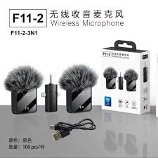 F11‑2 Wireless Dual Lavalier Microphone – Clip‑On Mic Set for Smartphones