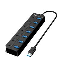 USB 3.0 7-Port Hub – High-Speed 5Gbps Multi USB Splitter with Power Adapter for Laptop & PC