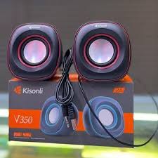 Kisonli V350 USB Wired Speaker – 2.0 Stereo Computer Speakers with Deep Bass & AUX Input