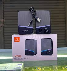 Kisonli X32 USB Mini Speakers – 2.0 Stereo RGB Desktop Speakers with Deep Bass & AUX Input