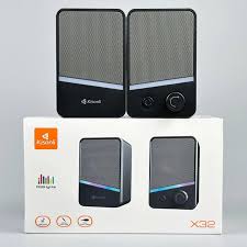 Kisonli X32 USB Mini Speakers – 2.0 Stereo RGB Desktop Speakers with Deep Bass & AUX Input