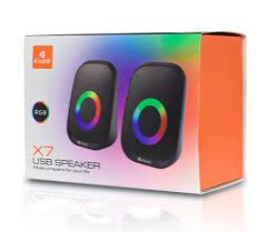 Kisonli X7 USB RGB Speakers – 2.0 Stereo Mini Desktop Speakers with Deep Bass & AUX Input