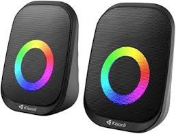 Kisonli X7 USB RGB Speakers – 2.0 Stereo Mini Desktop Speakers with Deep Bass & AUX Input