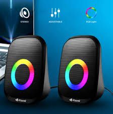 Kisonli X7 USB RGB Speakers – 2.0 Stereo Mini Desktop Speakers with Deep Bass & AUX Input