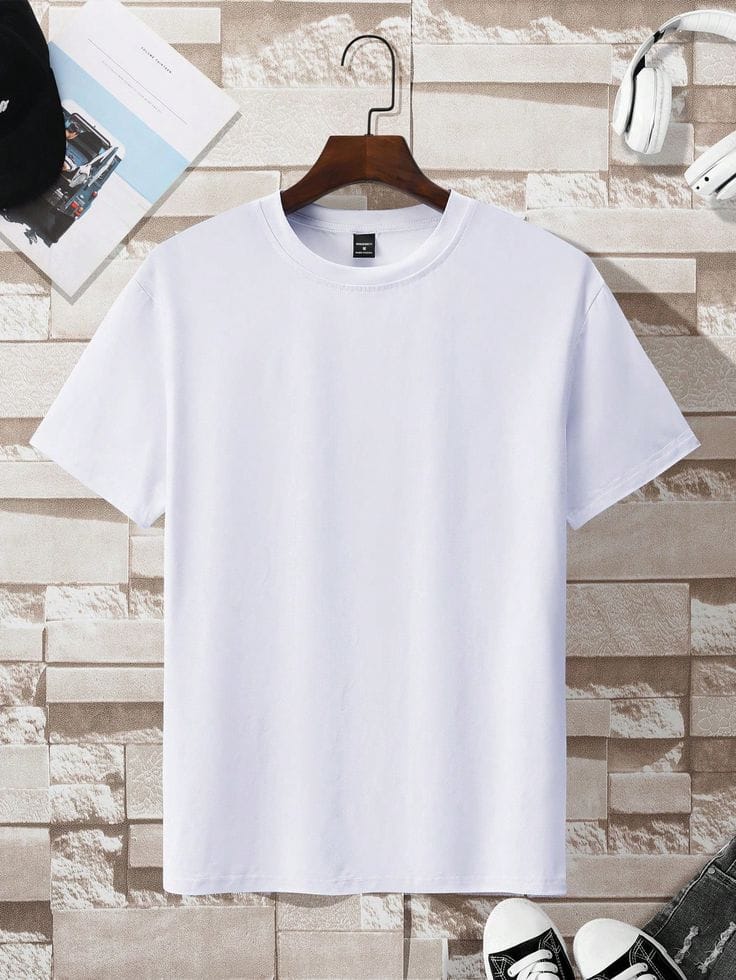 Men Plain White Round Neck Cotton T-Shirt – Comfortable Casual Wear