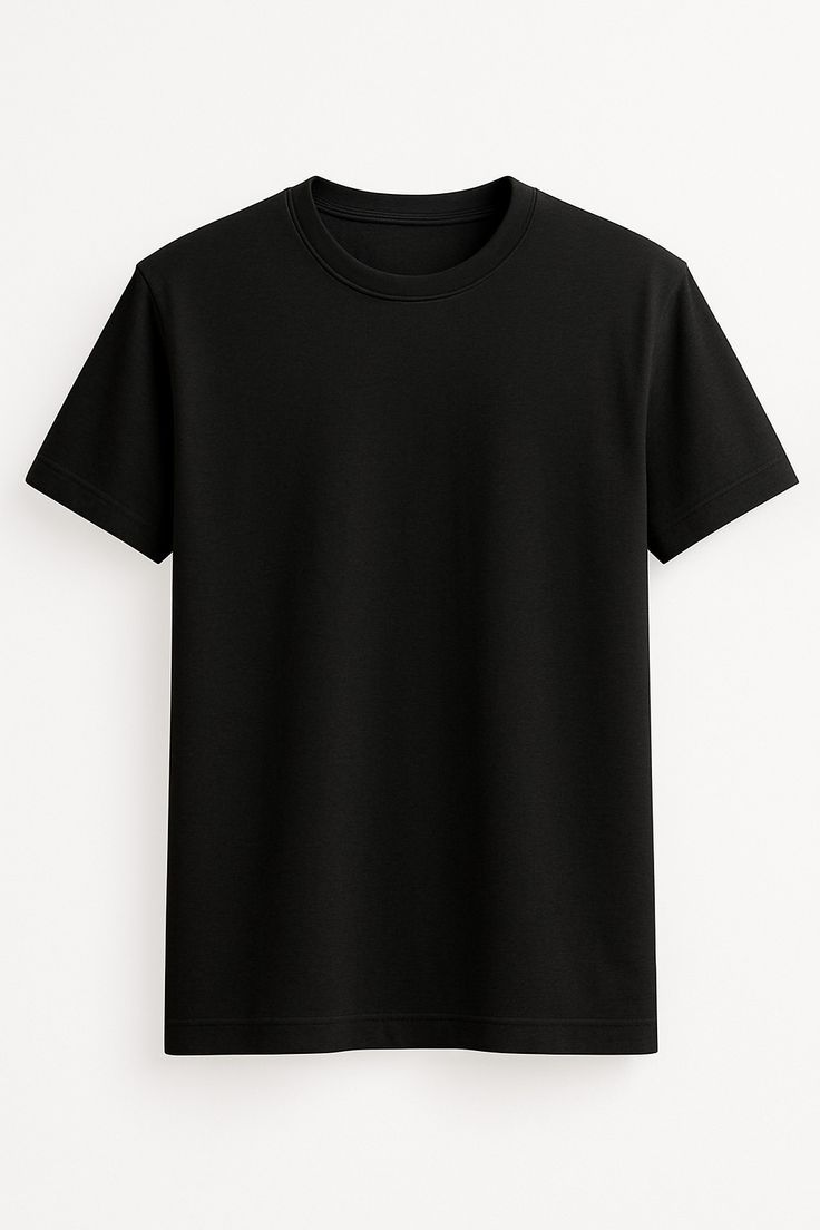 Men Plain Black Round Neck Cotton T-Shirt – Comfortable Casual Wear