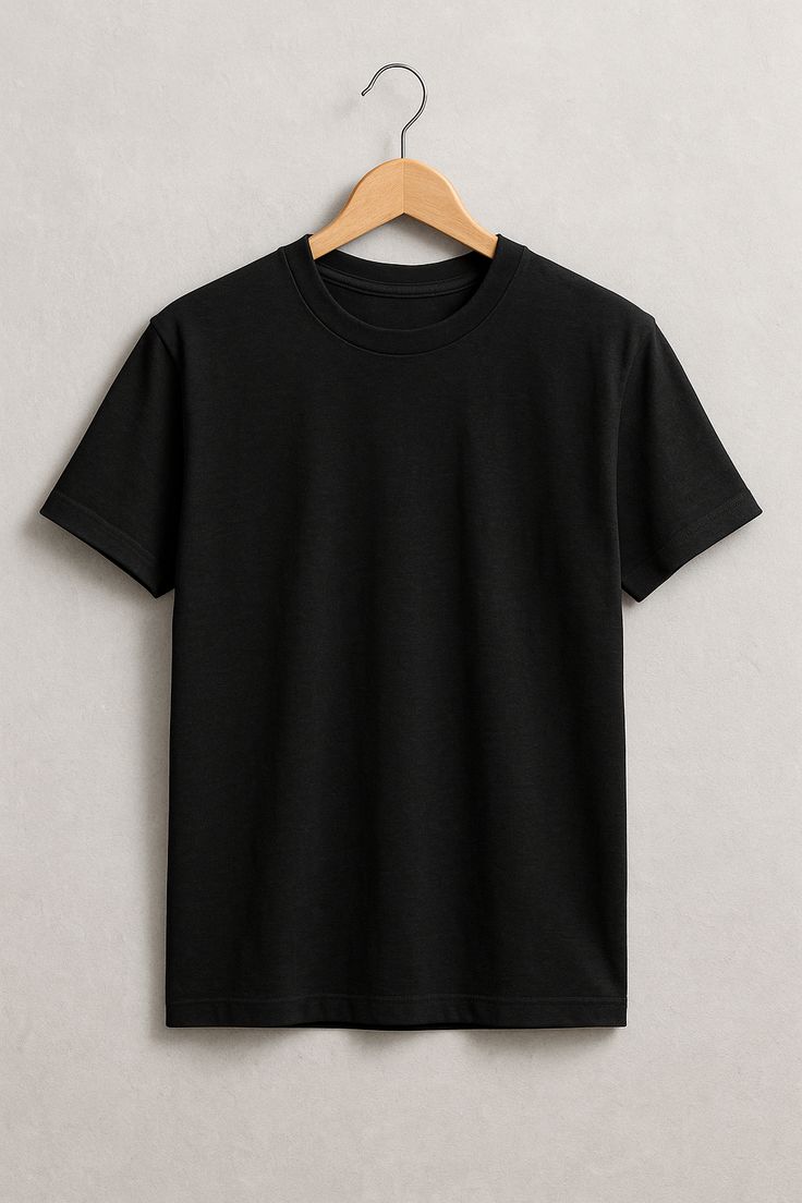 Men Plain Black Round Neck Cotton T-Shirt – Comfortable Casual Wear