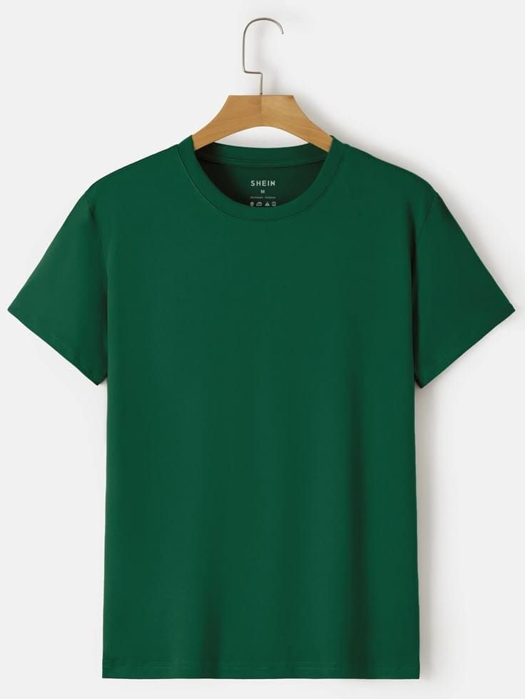 Men Plain Kenya Green Round Neck Cotton T-Shirt – Comfortable Casual Wear