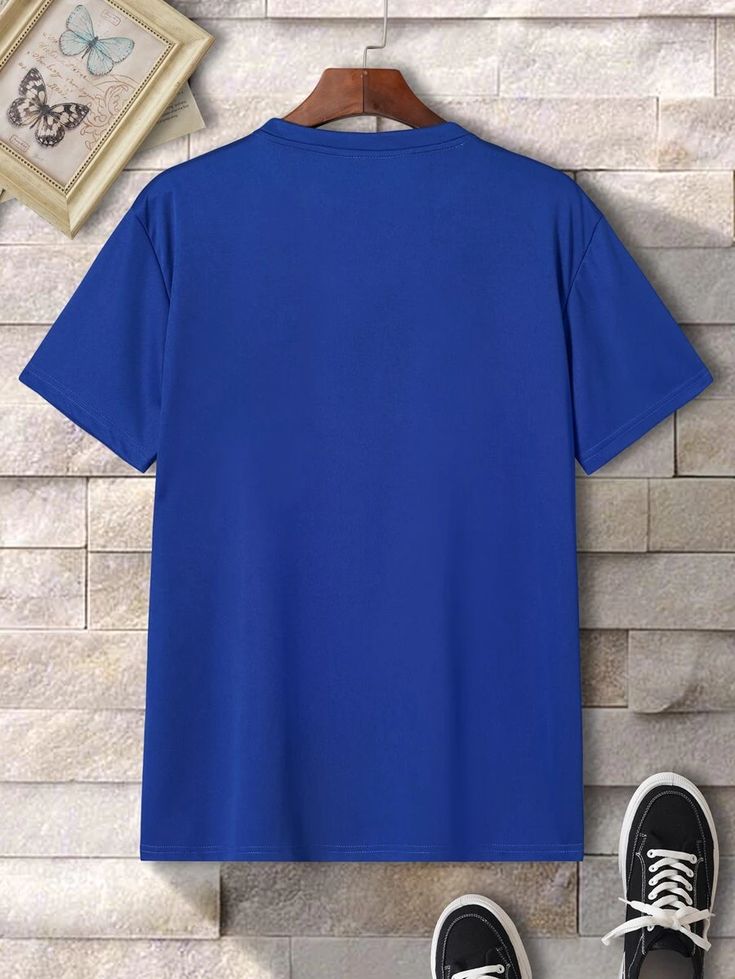 Men Plain Royal Blue Round Neck Cotton T-Shirt – Comfortable Casual Wear