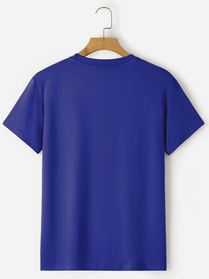 Men Plain Royal Blue Round Neck Cotton T-Shirt – Comfortable Casual Wear