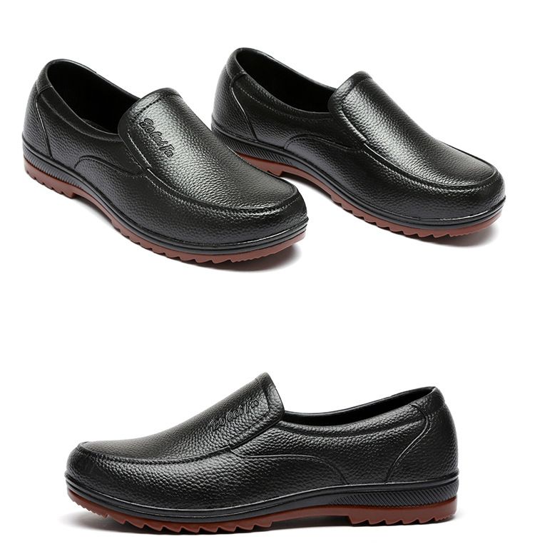 Men's Waterproof Non-Slip Kitchen Work Shoes Low Cut Short Ankle Rubber Rain Boots with Tendon Sole