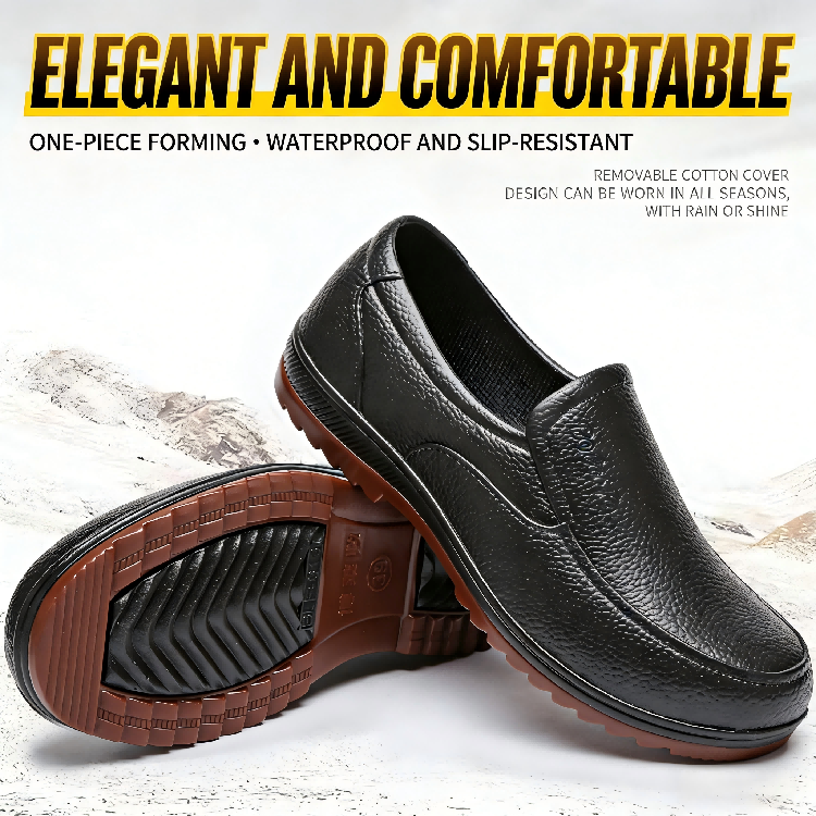 Men's Waterproof Non-Slip Kitchen Work Shoes Low Cut Short Ankle Rubber Rain Boots with Tendon Sole