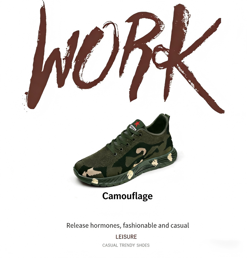 2026 New Men's Camouflage Shoes Outdoor Hiking Training Shoes Student Military Training Work Safety Shoes