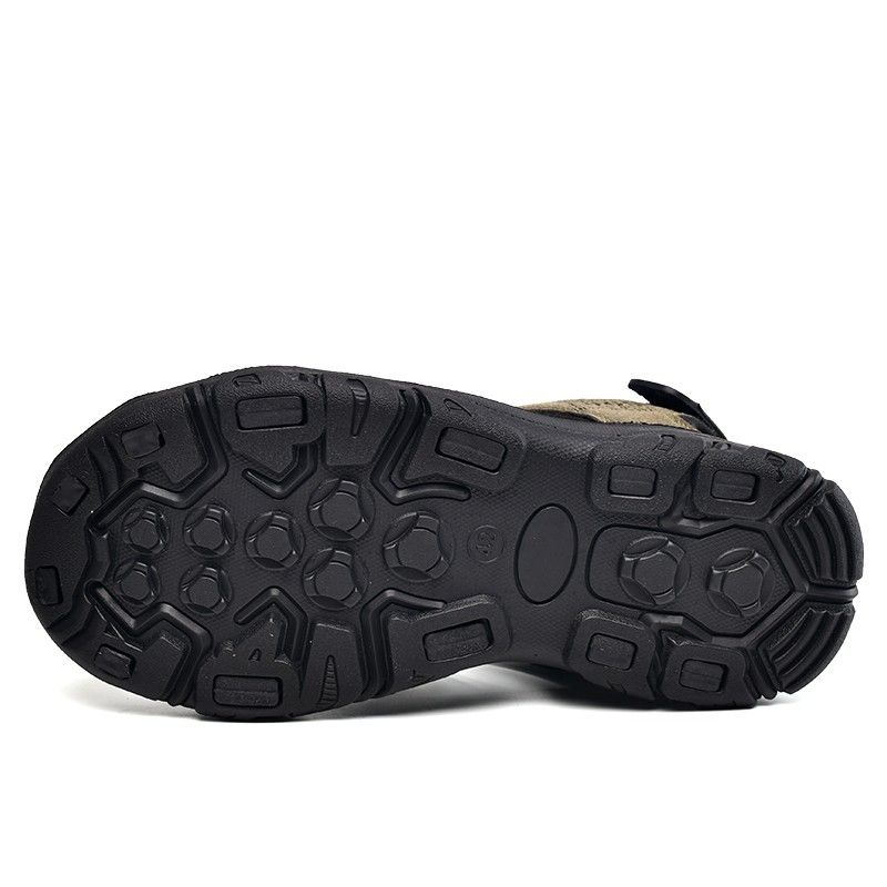 Men Casual Sandals Suede Adjustable Hook Loop Non Slip EVA Sole Summer Comfortable Outdoor Beach Shoes