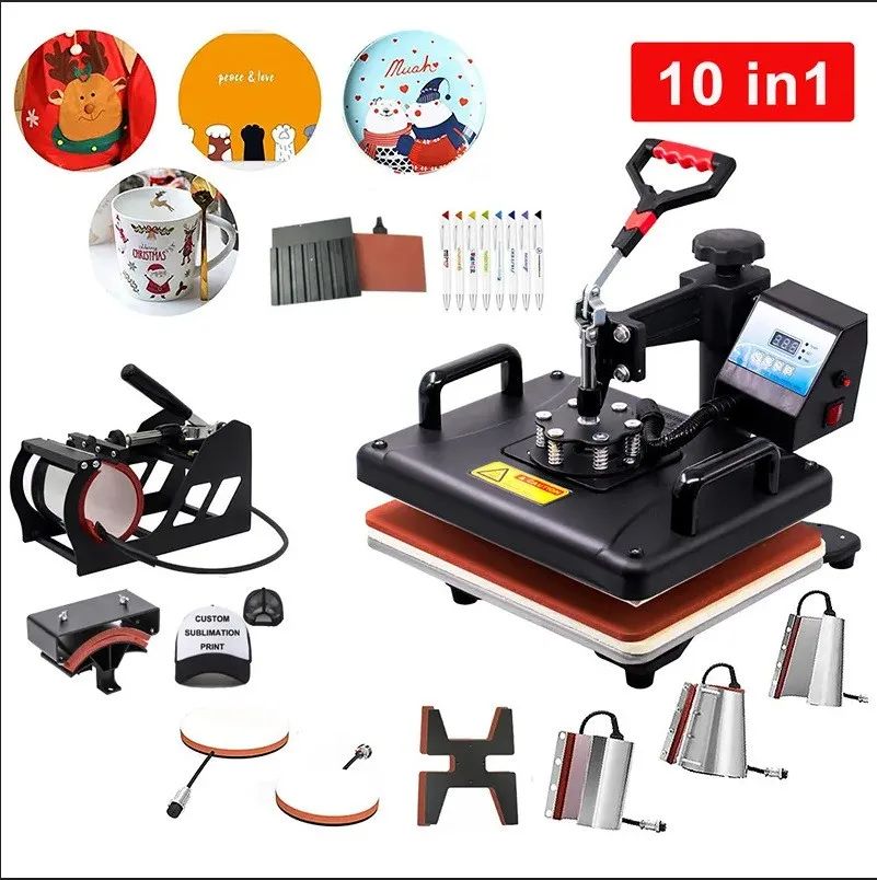 10 in 1 Combo Multi-Functional Heat Transfer Press Machine for Pen Mug Plate Cloth T-shirt Heat Transfer Printing Machine