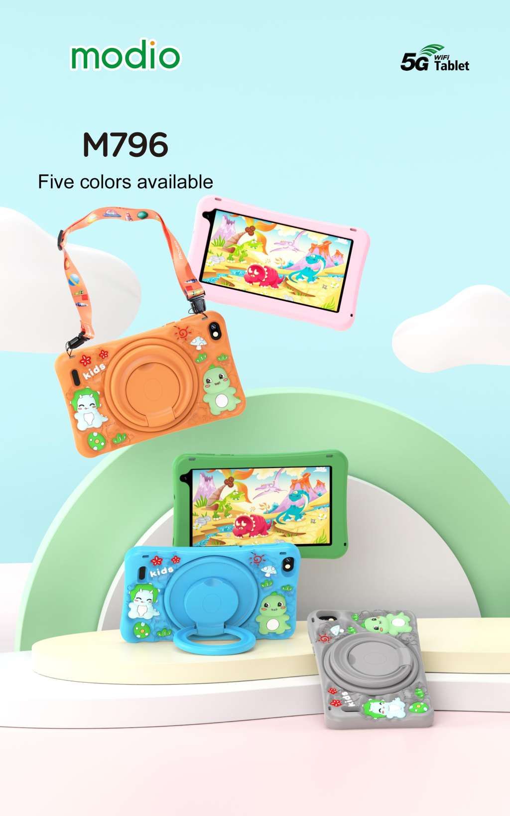 🔥 Modio M796 7-Inch Android Kids Tablet | 6GB RAM + 256GB Storage | SIM Card + WiFi + Bluetooth | Learning & Gaming Tablet | Dual Camera | 4000mAh Battery | Free Gift Package