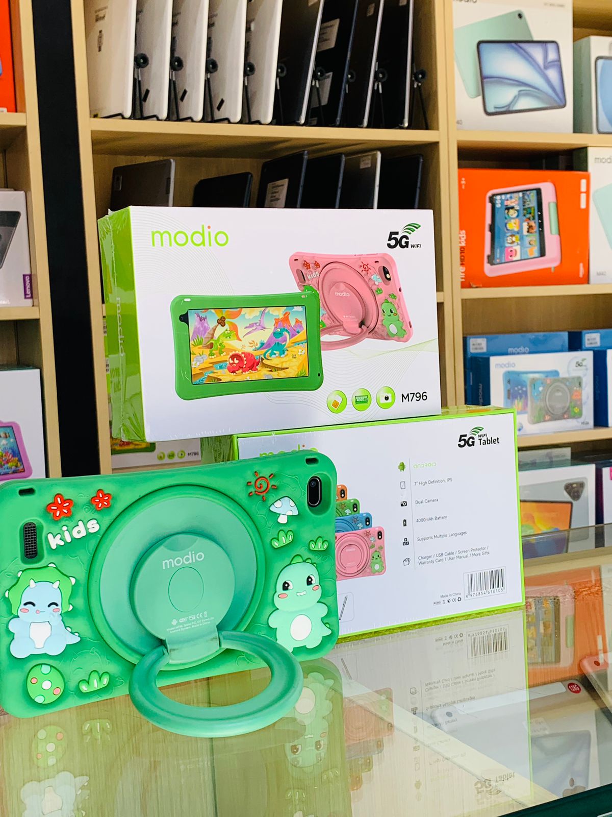 🔥 Modio M796 7-Inch Android Kids Tablet | 6GB RAM + 256GB Storage | SIM Card + WiFi + Bluetooth | Learning & Gaming Tablet | Dual Camera | 4000mAh Battery | Free Gift Package