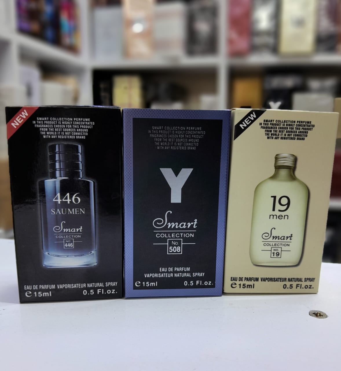3 pack 15mls, smart collection (No.446 (Dior Sauvage), No.508 (YSL Y), No.19 (Acqua di Giò)).